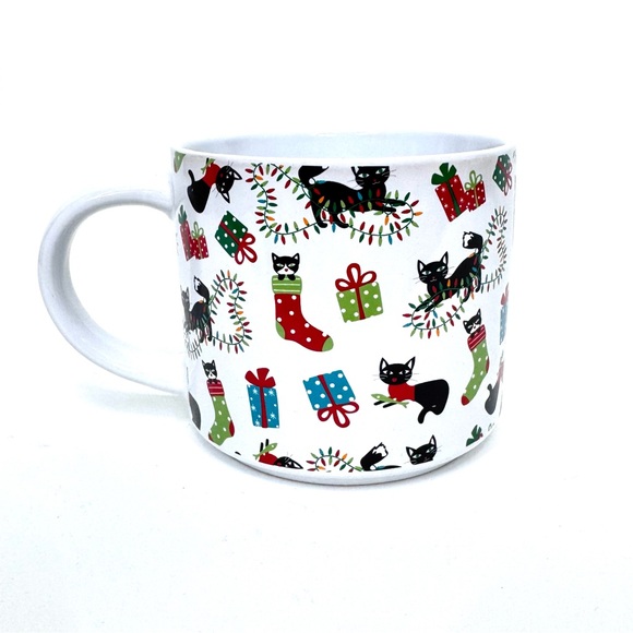 John Bartlett Pet Christmas Cats Presents All Over Print Ceramic Coffee Mug - Picture 3 of 11